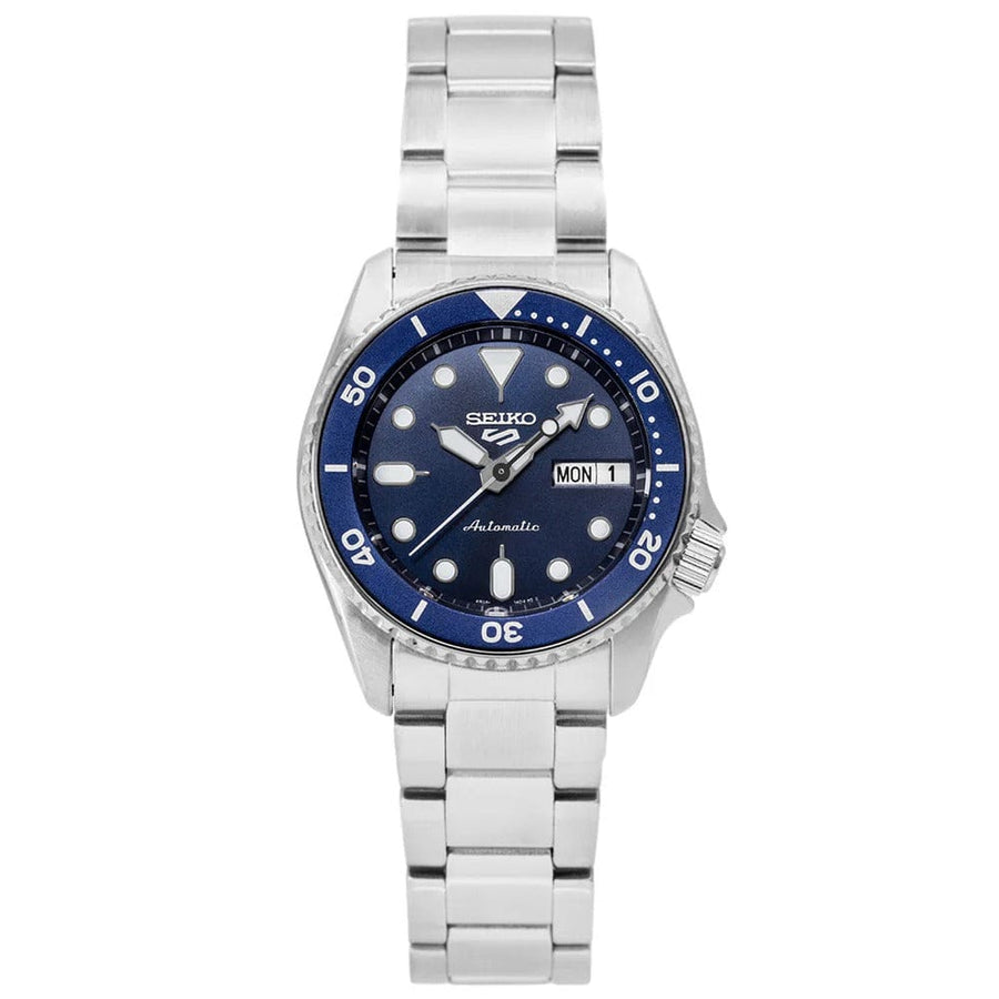 Seiko 5 Sports SKX Street Denim Blue Dial Silver Steel Strap Watch for Men - SRPL77K1