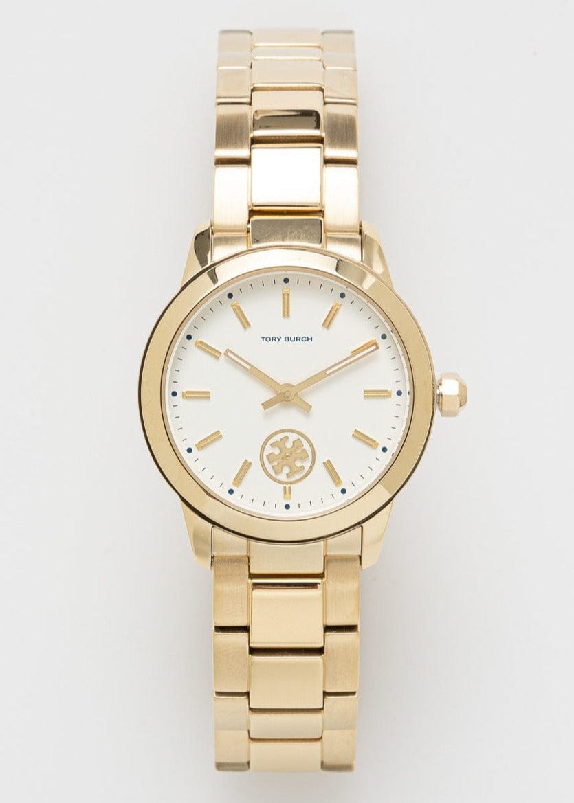 Tory Burch Collins White Dial Gold Steel Strap Watch for Women - TBW1300