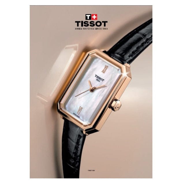 Tissot SRV White Mother of Pearl Dial Black Leather Strap Watch for Women - T160.110.36.113.00