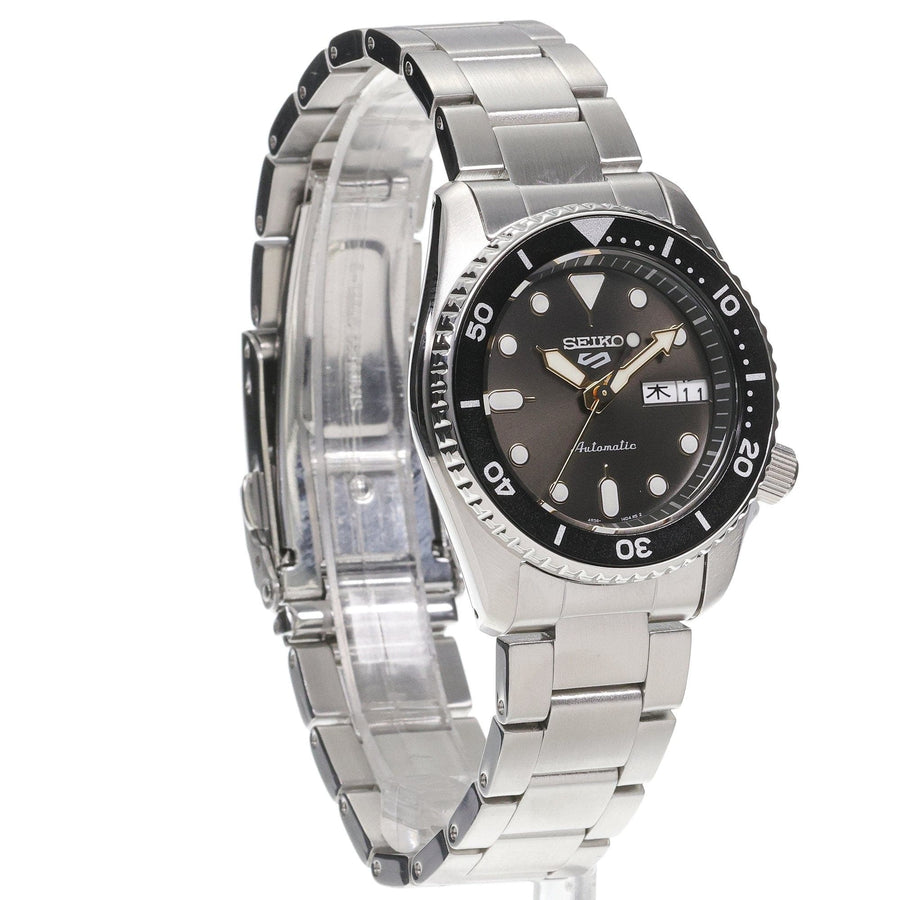 Seiko 5 Sports SKX Street Stonewash Black Dial Silver Steel Strap Watch for Men - SRPL79K1