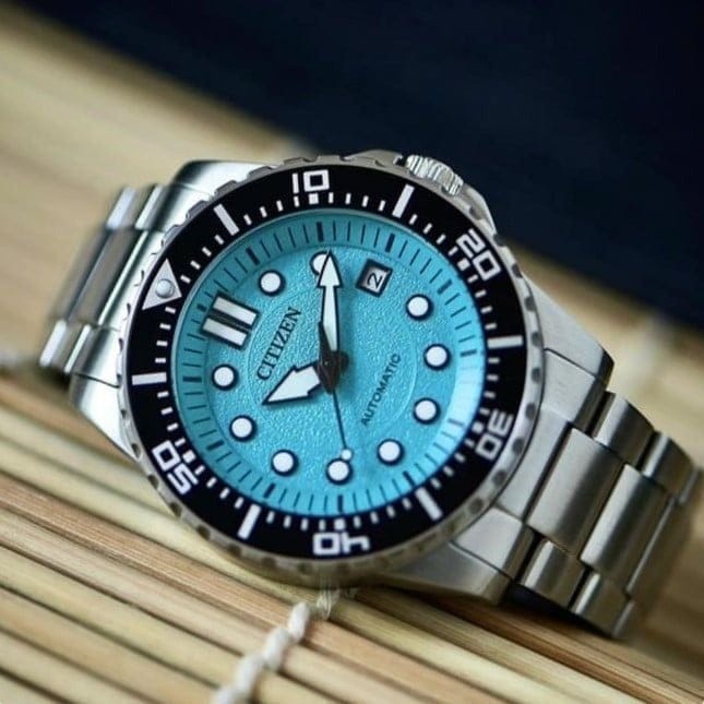 Citizen Mechanical Automatic Turquoise Dial Silver Steel Strap Watch for Men - NJ0170-83X