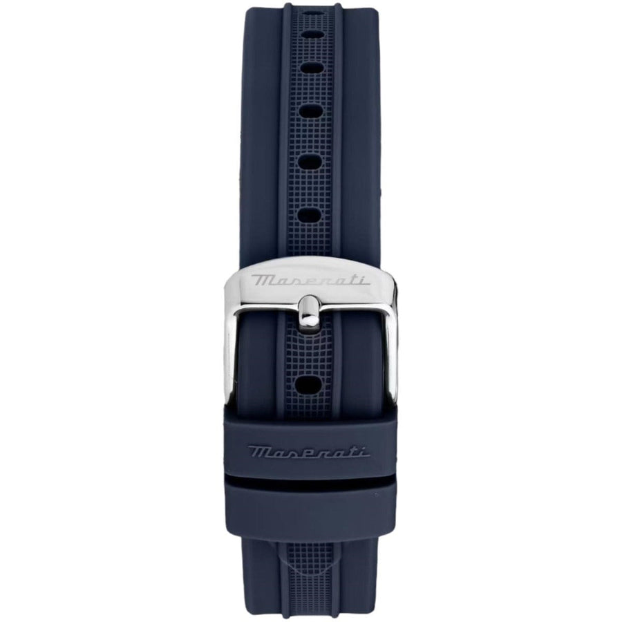 Maserati Successo Chronograph Silver Dial Blue Silicone Strap Watch for Men - R8871621042