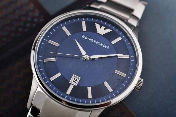 Emporio Armani Renato Blue Dial Silver Steel Strap Watch for Men - AR11180