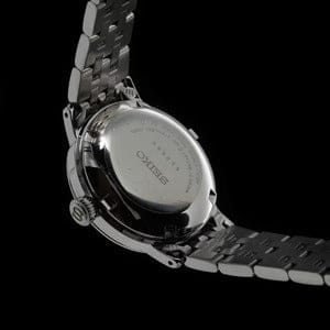 Seiko Presage Cocktail Time Automatic Diamonds White Dial Silver Steel Strap Watch for Women - SRE017J1
