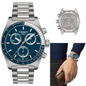 Tissot PR516 Chronograph Blue Dial Silver Steel Strap Watch for Men - T149.417.11.041.00