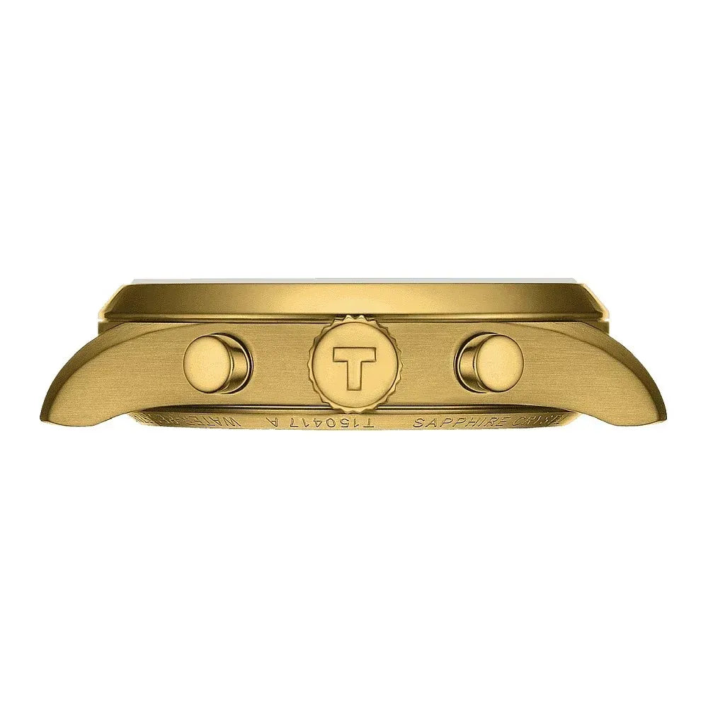 Tissot PR 100 Chronograph White Dial Gold Steel Strap Watch for Men - T150.417.33.031.00
