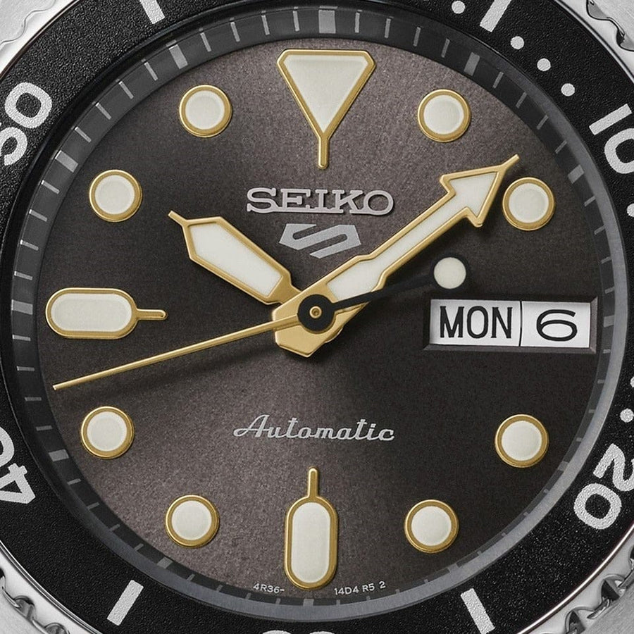 Seiko 5 Sports SKX Street Stonewash Black Dial Silver Steel Strap Watch for Men - SRPL79K1