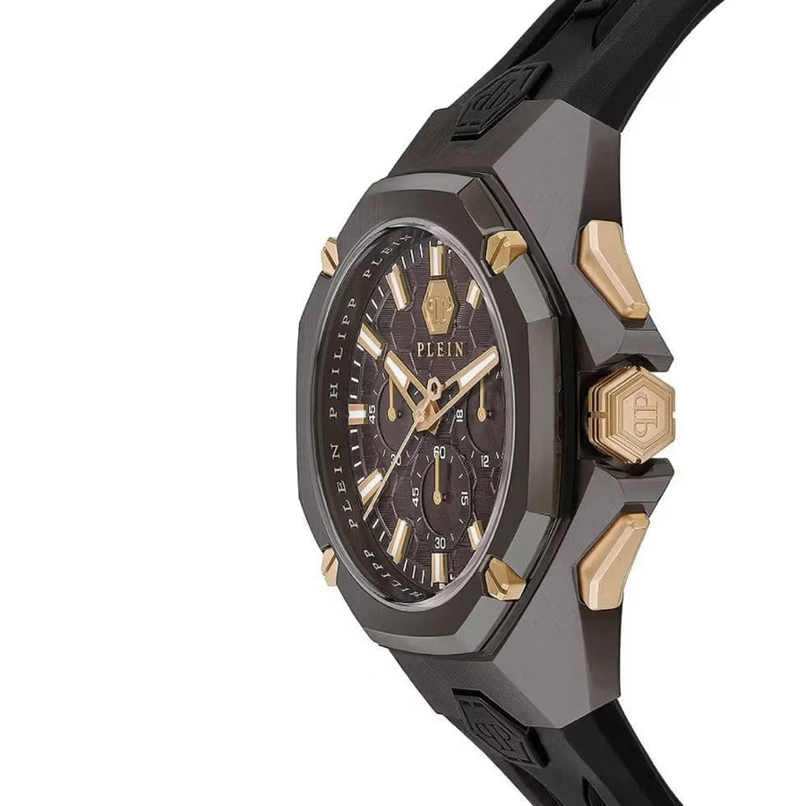 Philipp Plein Octagon Black Dial Black Silicone Strap Watch for Men - PWTBA0323