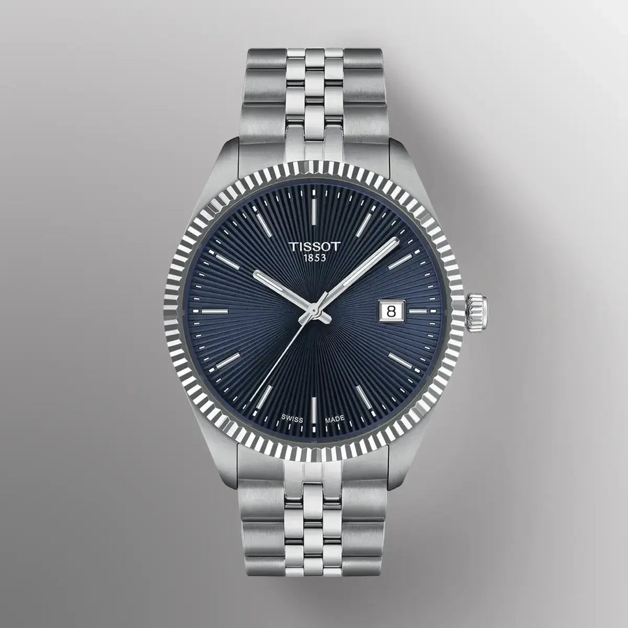 Tissot Ballade Quartz Blue Dial Silver Steel Strap Watch for Men - T156.410.11.041.00