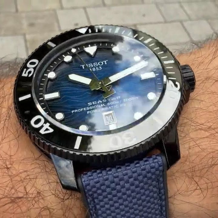 Tissot Seastar 2000 Professional Powermatic 80 Blue Dial Blue Nylon Strap Watch for Men - T120.607.37.041.00
