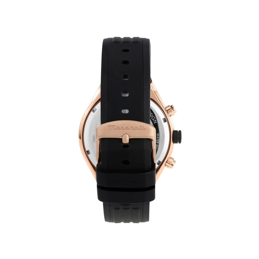 Maserati Stile Skeleton Chronograph Black Dial Black Silicone Strap Watch for Men - R8871642003