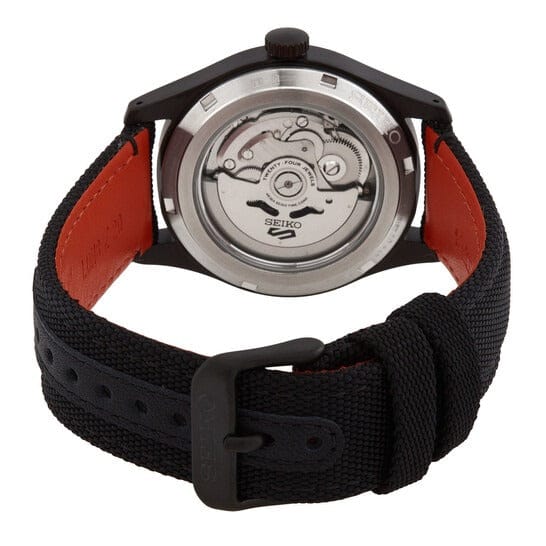 Seiko 5 Sports Flieger Pilot Automatic Black Dial Black Nylon Strap Watch for Men - SRPH33K1