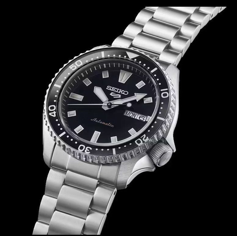 Seiko 5 Sports SKX Automatic Black Dial Silver Steel Strap Watch for Men - SRPL85K1