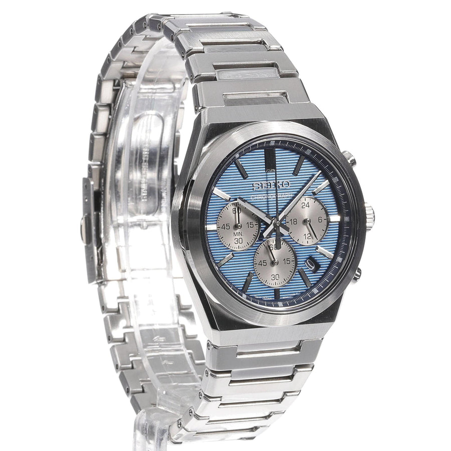Seiko Conceptual Chronograph Blue Dial Silver Steel Strap Watch for Men- SSB453P1