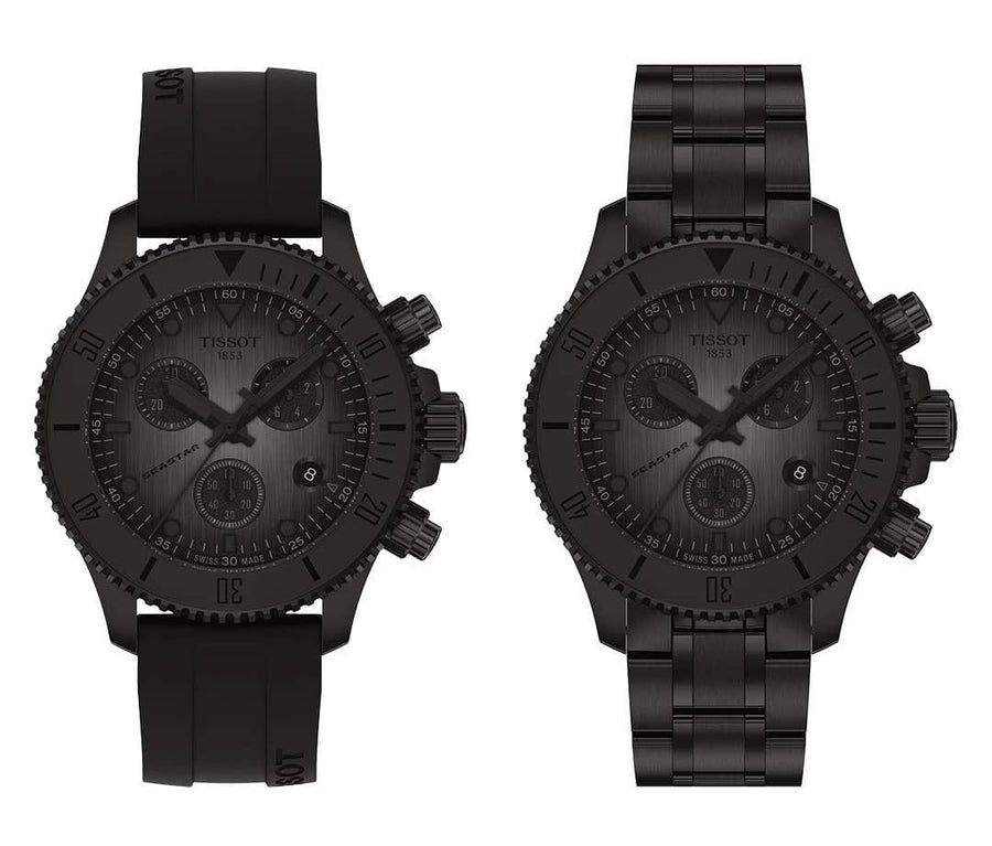 Tissot Seastar 1000 Chronograph Black Dial Black Rubber Strap Watch for Men - T120.217.37.061.00