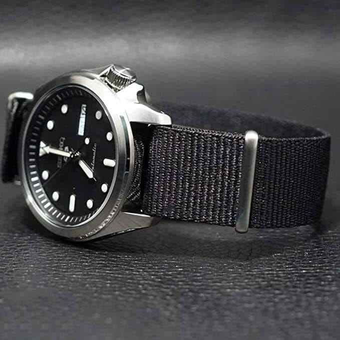 Seiko 5 Sports Automatic Black Dial Black Nylon Strap Watch for Men - SRPE67K1