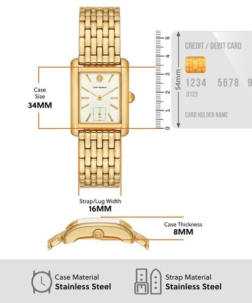 Tory Burch Eleanor White Dial Gold Steel Strap Watch for Women - TBW1060