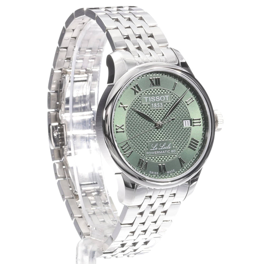 Tissot Le Locle Powermatic 80 Automatic Green Dial Silver Steel Strap Watch for Men - T006.407.11.093.00