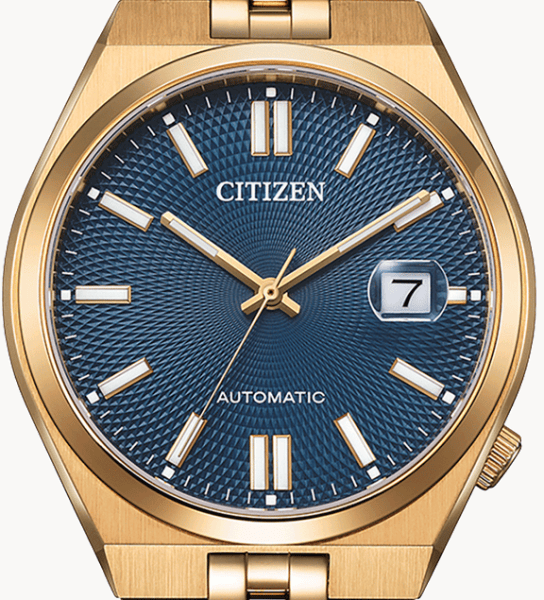 Citizen Tsuyosa 60 Automatic Blue Dial Rose Gold Steel Strap Watch for Men - NK0023-57L