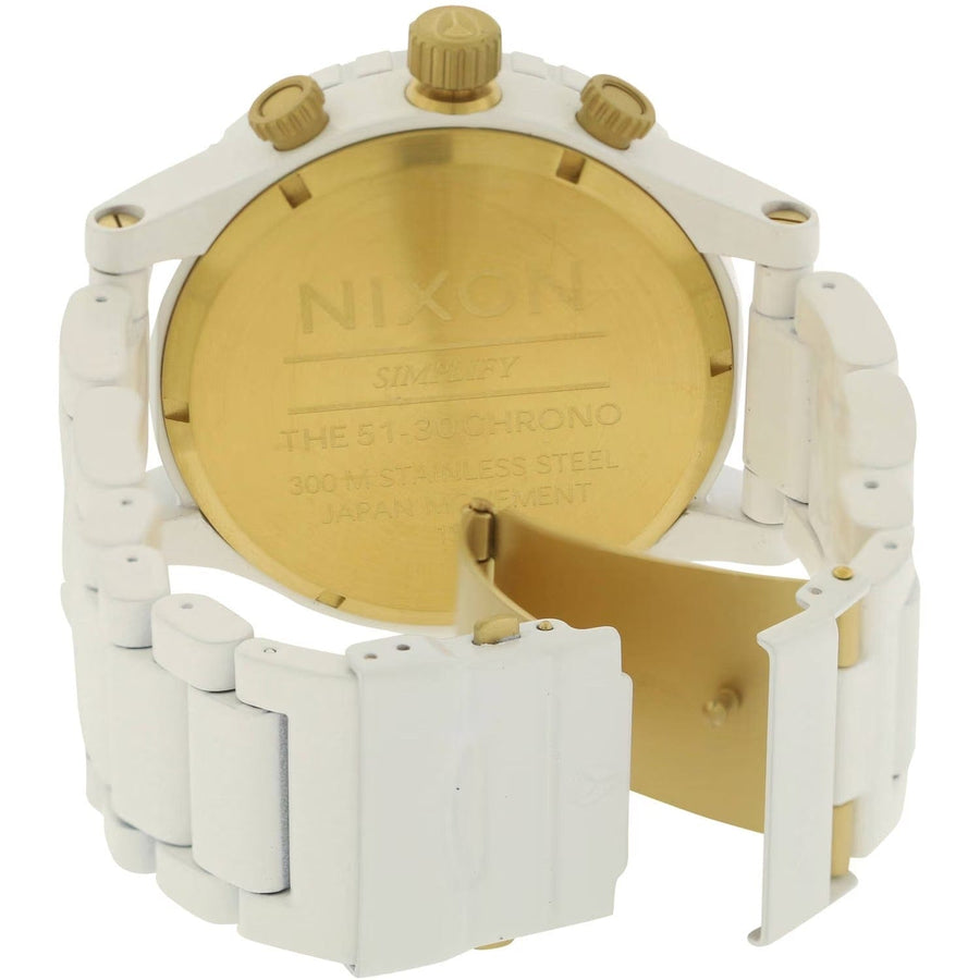 Nixon 51-30 Chronograph White Dial White Steel Strap Watch for Men - A083-1035
