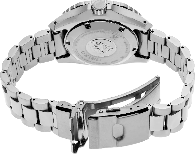 Seiko Prospex Polygonal Sea Diver Automatic Black Dial Silver Steel Strap Watch for Men - SPB485J1