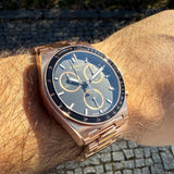 Tissot PRS 516 Chronograph Black Dial Rose Gold Steel Strap Watch for Men - T149.417.33.051.00