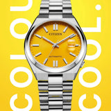 Citizen Tsuyosa Automatic Yellow Dial Silver Steel Strap Watch for Men - NJ0150-56Z