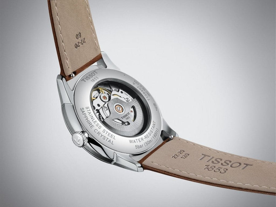 Tissot Chemin des Tourelles Automatic Powermatic 80 Ivory Dial Green Leather Strap Watch for Men - T139.407.16.261.00