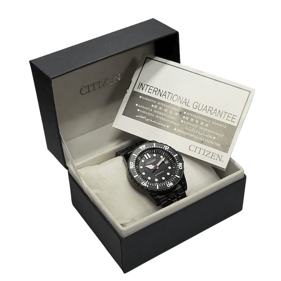 Citizen Mechanical Automatic Black Dial Black Rubber Strap Watch for Men - NJ0125-11E
