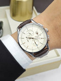 Maserati Sorpasso Chronograph White Dial Brown Leather Strap Watch for Men - R8871624010