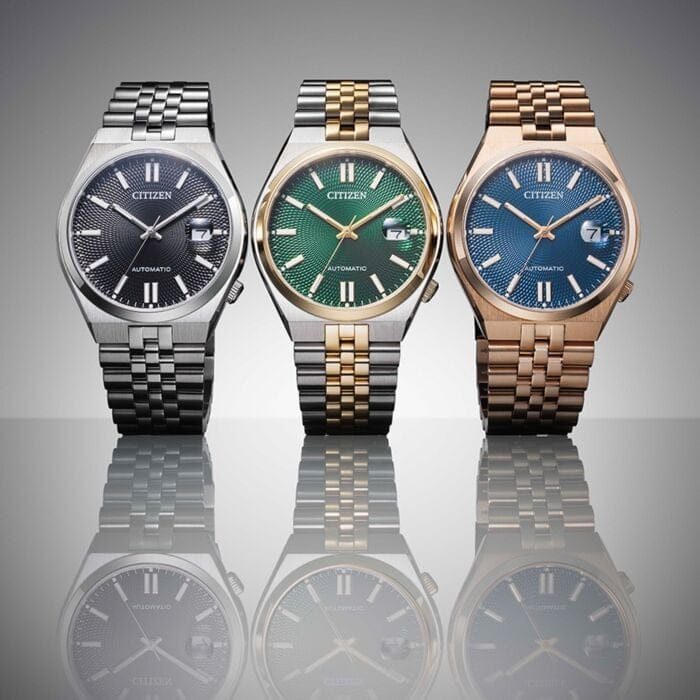 Citizen Tsuyosa 60 Automatic Blue Dial Rose Gold Steel Strap Watch for Men - NK0023-57L