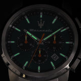 Maserati Successo Chronograph Green Dial Silver Steel Strap Watch for Men - R8873621043