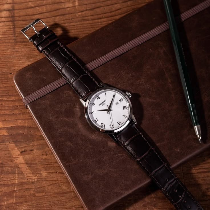 Tissot T Classic Dream Quartz White Dial Brown Leather Strap Watch for Men - T129.410.16.013.00