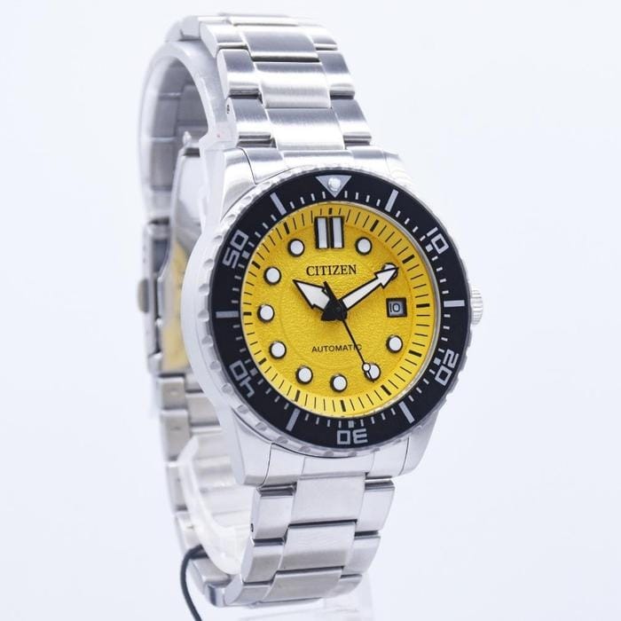 Citizen Mechanical Automatic Yellow Dial Silver Steel Strap Watch for Men - NJ0170-83Z