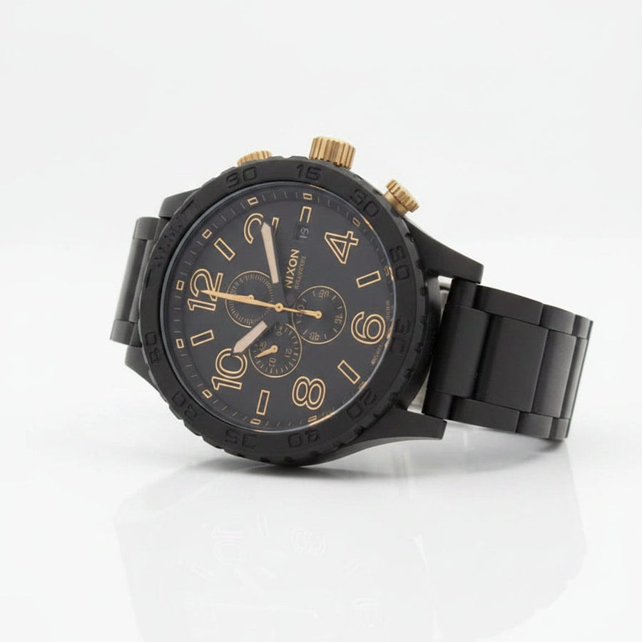 Nixon 51-30 Chronograph Black Dial Black Steel Strap Watch for Men - A083-1041