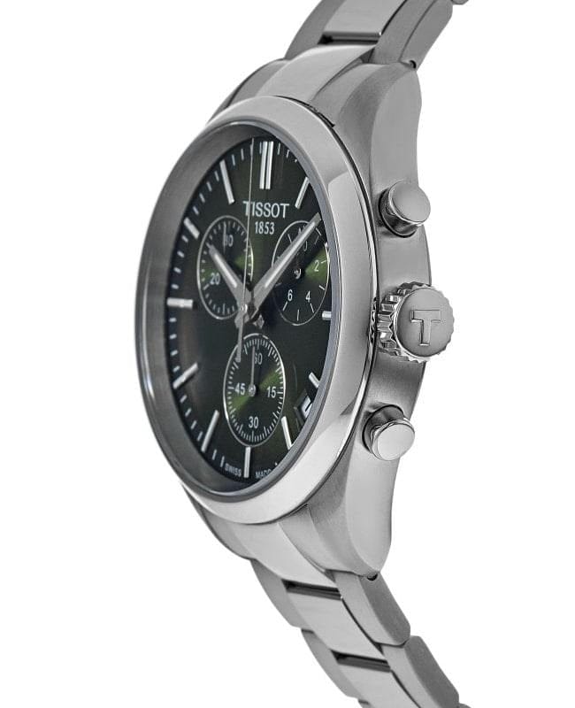 Tissot PR 100 Chronograph Green Dial Silver Steel Strap Watch for Men - T150.417.11.091.00
