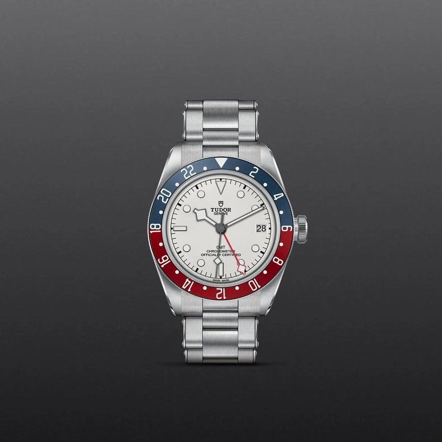 Tudor Black Bay GMT Silver Dial Silver Steel Strap Watch for Men - M79830RB-0010