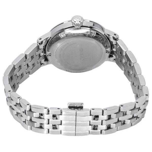 Seiko Presage Cocktail Time Automatic Skydiving Diamonds Blue Dial Silver Steel Strap Watch for Women - SRE007J1