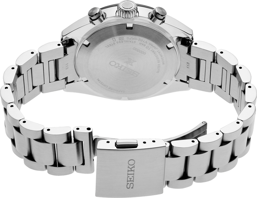Seiko Prospex Speedtimer Solar Chronograph Black Dial Silver Steel Strap Watch for Men - SSC819