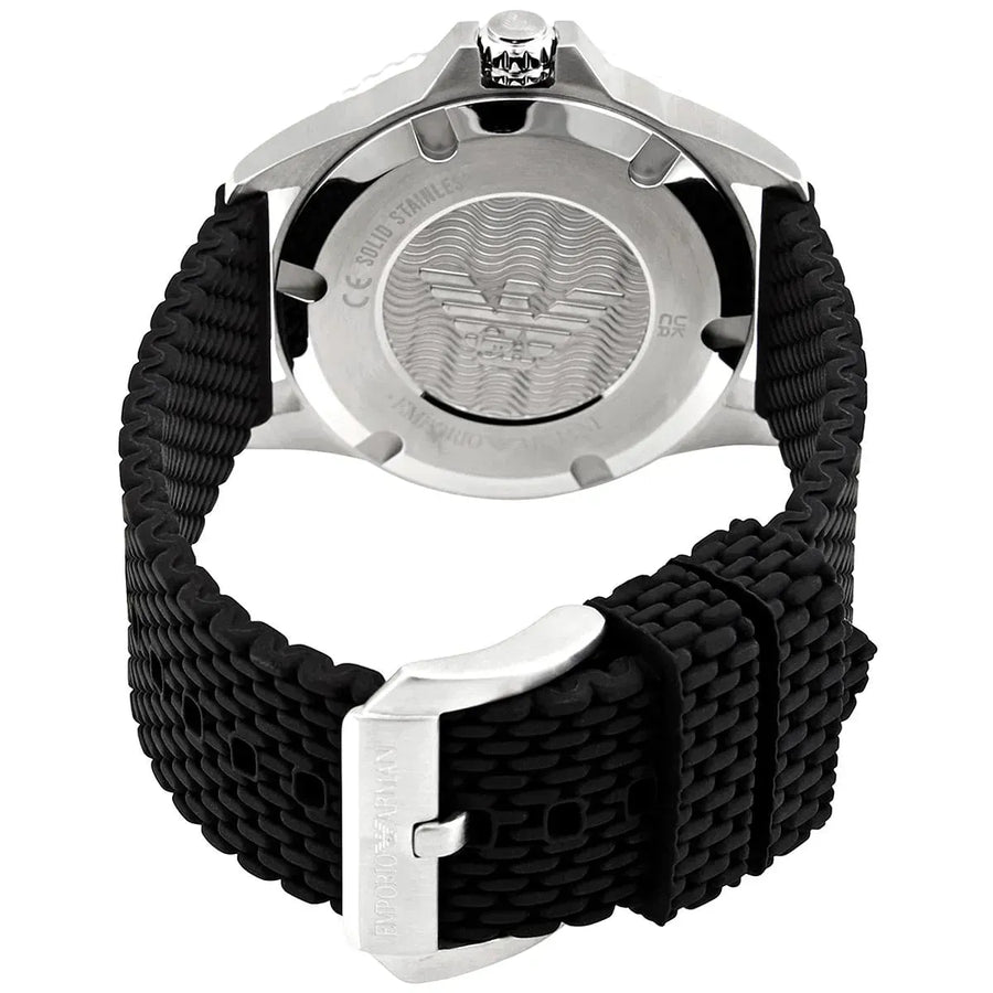 Emporio Armani Diver Black Dial Black Silicon Strap Watch for Men - AR11341