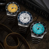 Citizen Mechanical Automatic Yellow Dial Silver Steel Strap Watch for Men - NJ0170-83Z