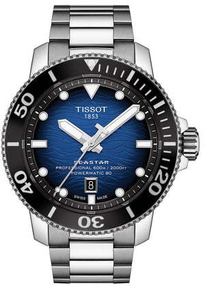 Tissot Seastar 2000 Professional Powermatic 80 Blue Dial Silver Steel Strap Watch for Men - T120.607.11.041.01