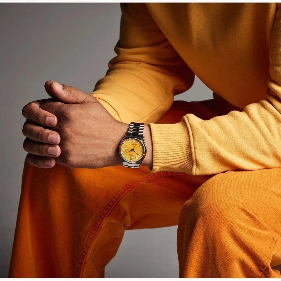 Citizen Tsuyosa Automatic Yellow Dial Silver Steel Strap Watch for Men - NJ0150-56Z