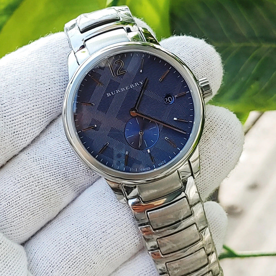 Burberry Classic Blue Dial Silver Steel Strap Watch for Men - BU10007