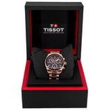 Tissot PRS 516 Chronograph Black Dial Rose Gold Steel Strap Watch for Men - T149.417.33.051.00