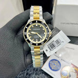 Emporio Armani Sea Explorer Black Dial Two Tone Steel Strap Watch for Men - AR60089