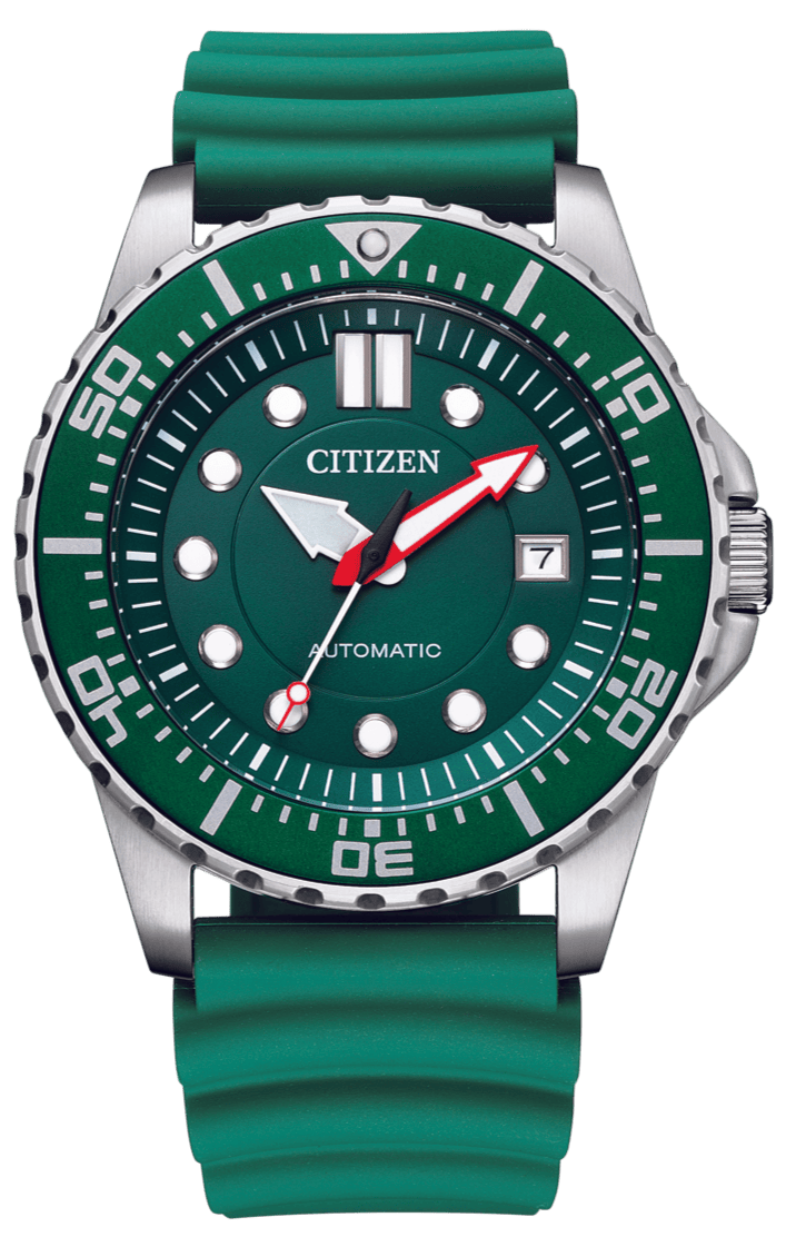 Citizen Mechanical Automatic Green Dial Green Rubber Strap Watch for Men - NJ0129-10X