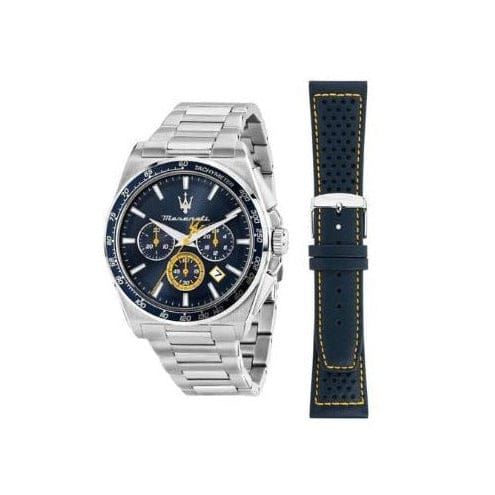 Maserati Velocità Chronograph Blue Dial Silver Steel Strap Watch for Men - R8873652001