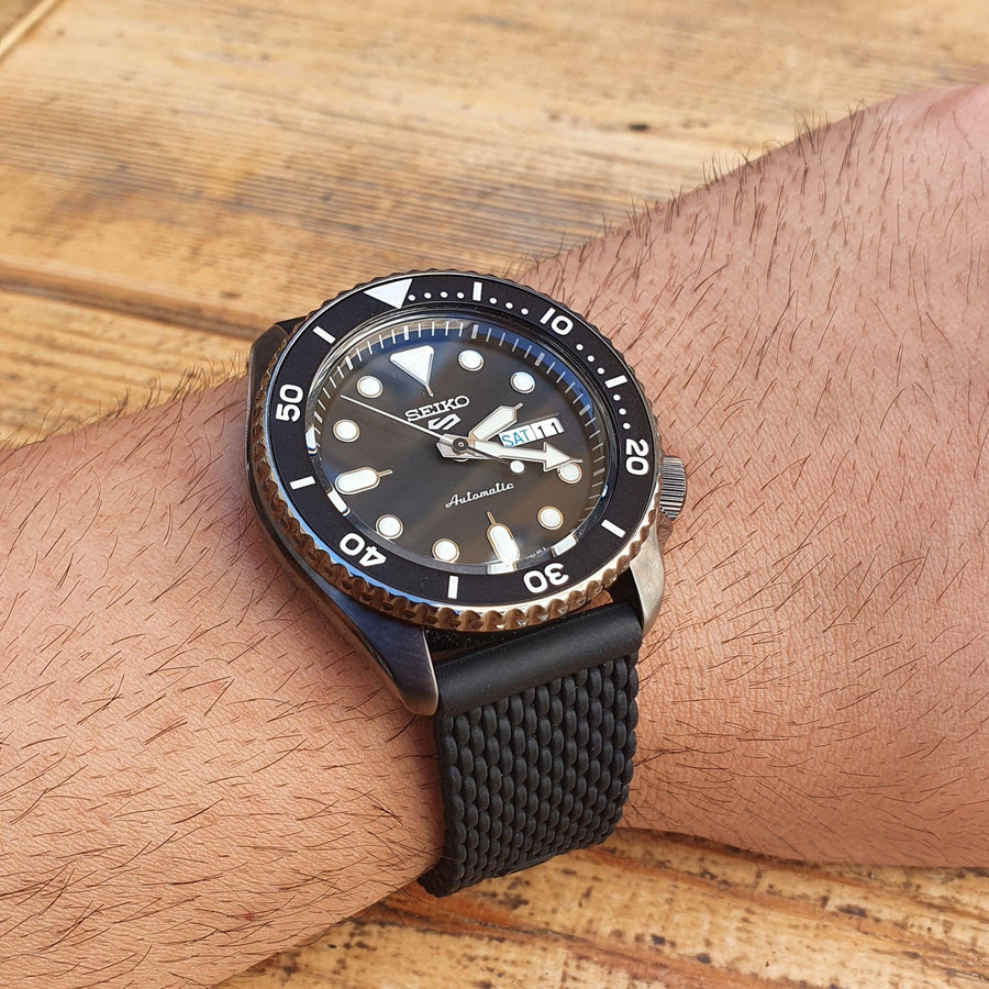 Seiko 5 Sports SKX Series Automatic Black Dial Black Silicone Strap Watch for Men - SRPD65K2
