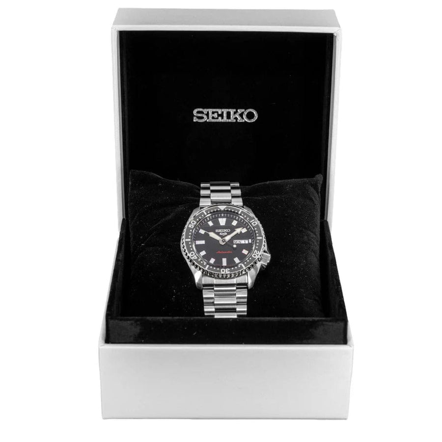 Seiko 5 Sports SKX Automatic Black Dial Silver Steel Strap Watch for Men - SRPL85K1